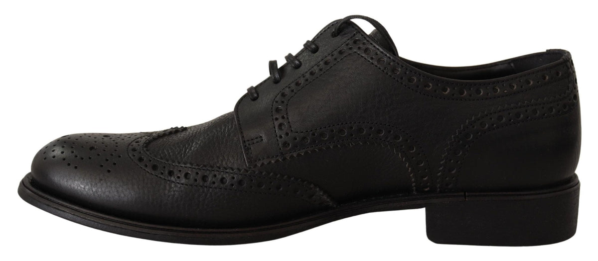 Elegantes zapatos Derby de piel negra con punta de ala de Dolce &amp; Gabbana