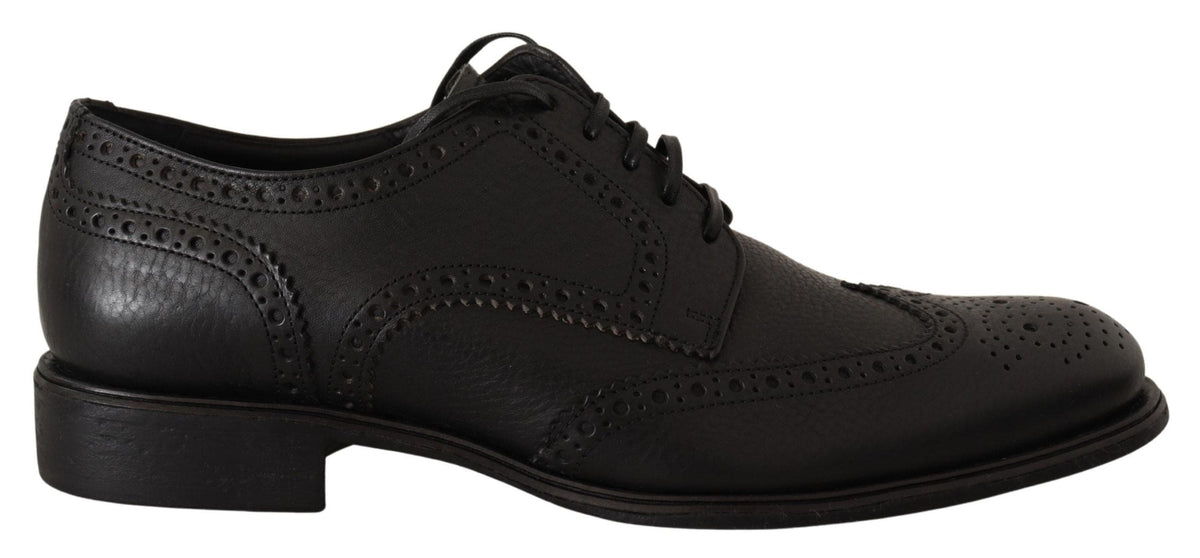 Elegantes zapatos Derby de piel negra con punta de ala de Dolce &amp; Gabbana