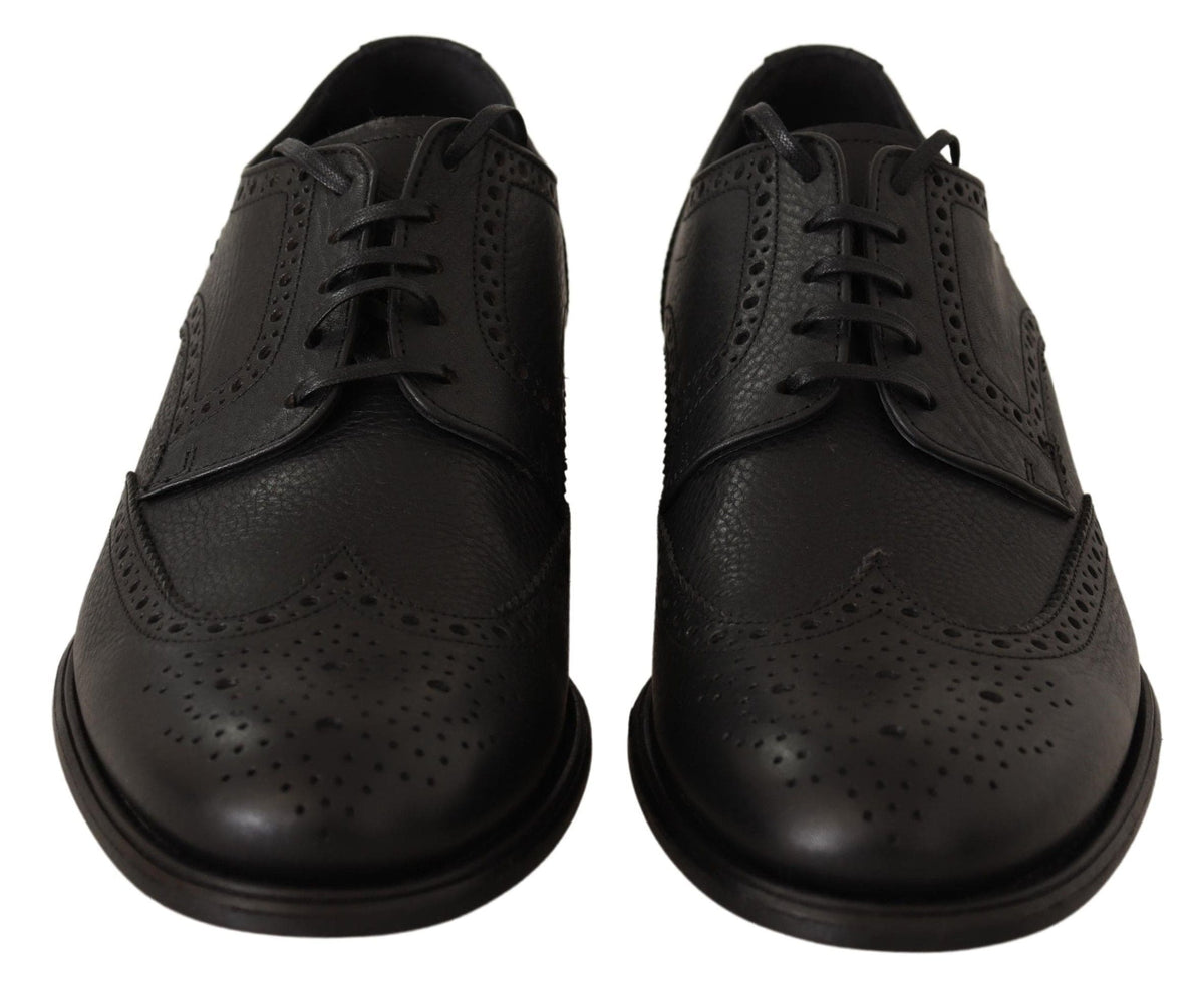 Elegantes zapatos Derby de piel negra con punta de ala de Dolce &amp; Gabbana