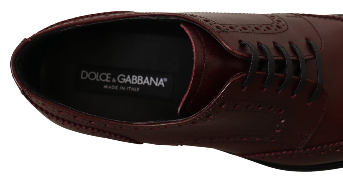 Chaussures Derby élégantes en cuir bordeaux Dolce &amp; Gabbana