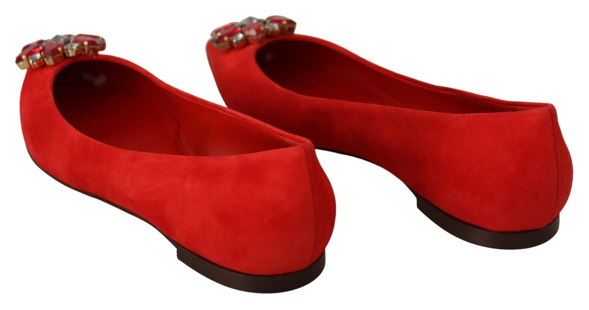 Ballerines en daim rouge ornées de cristaux Dolce &amp; Gabbana