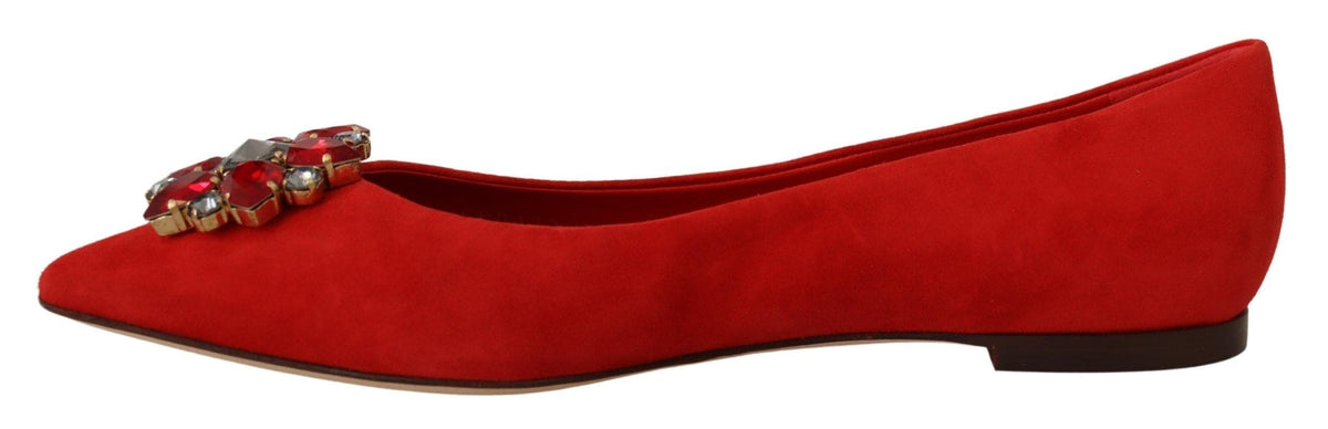 Ballerines en daim rouge ornées de cristaux Dolce &amp; Gabbana