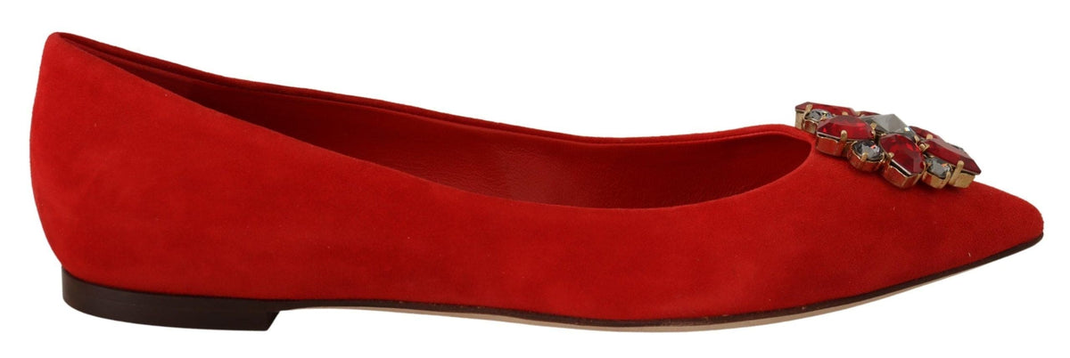 Ballerines en daim rouge ornées de cristaux Dolce &amp; Gabbana