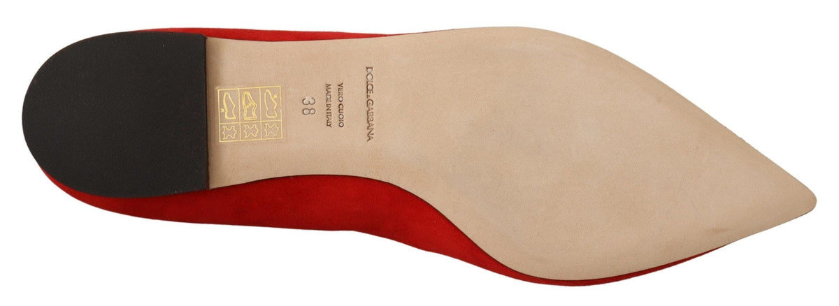 Ballerines en daim rouge ornées de cristaux Dolce &amp; Gabbana