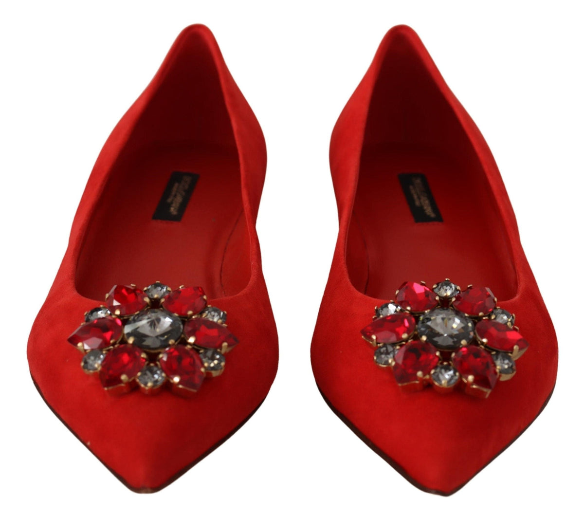 Ballerines en daim rouge ornées de cristaux Dolce &amp; Gabbana