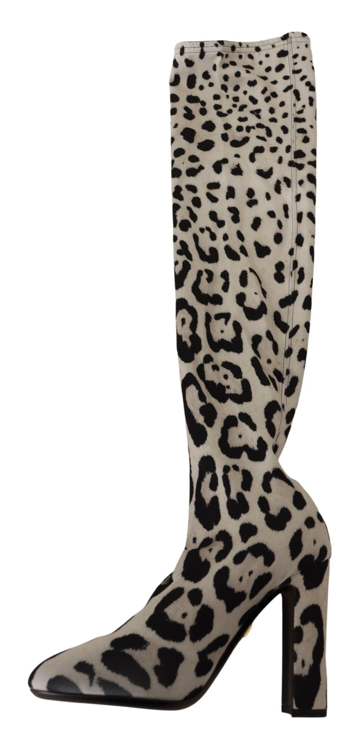 Botas altas por encima de la rodilla con tacón alto y estampado de leopardo de Dolce &amp; Gabbana