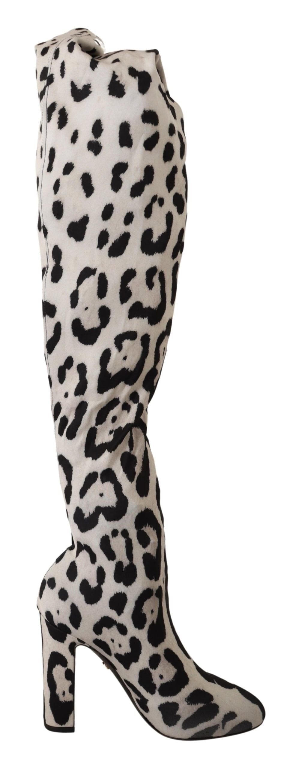 Botas altas por encima de la rodilla con tacón alto y estampado de leopardo de Dolce &amp; Gabbana