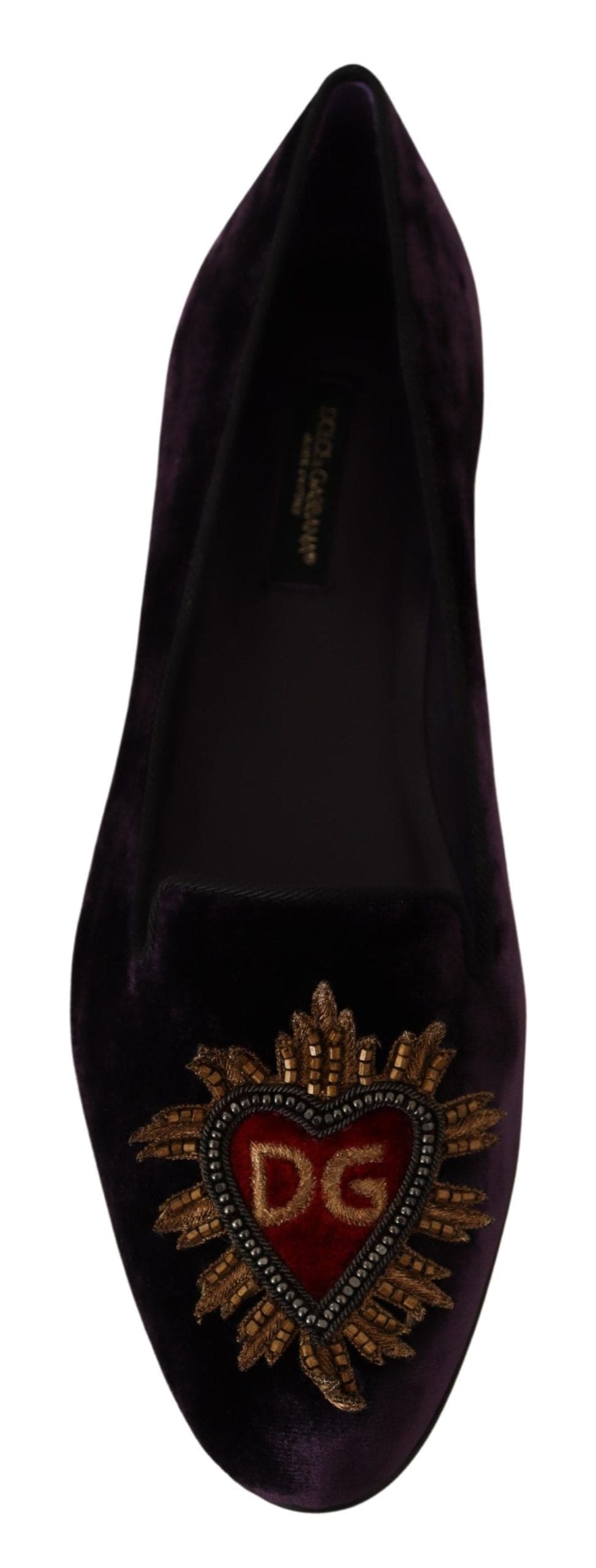 Mocassins Dolce &amp; Gabbana Chic en velours violet avec détail cœur