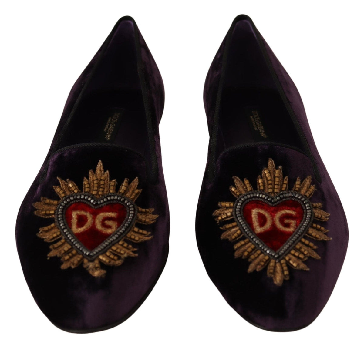 Mocassins Dolce &amp; Gabbana Chic en velours violet avec détail cœur