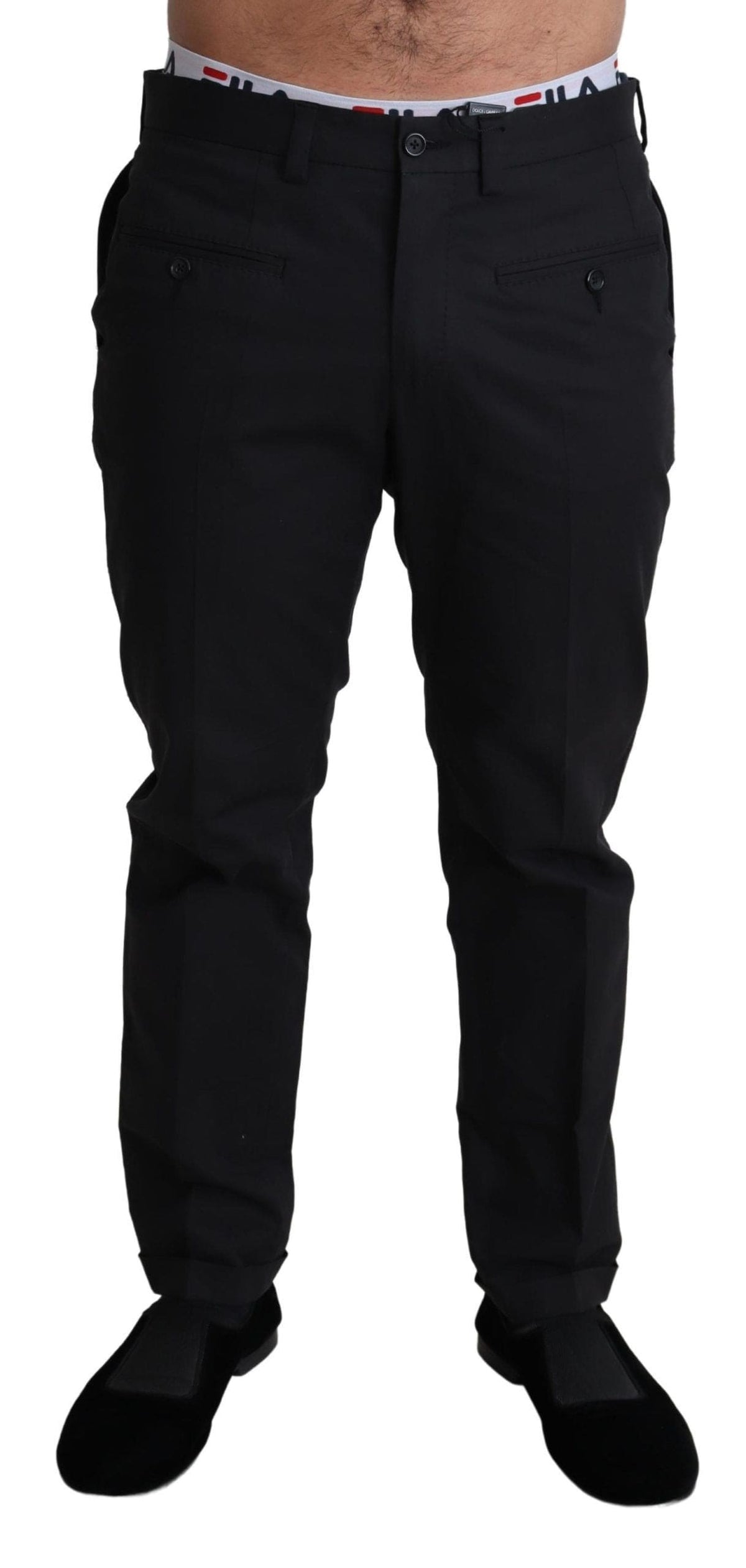 Pantalon élégant en coton stretch noir Dolce &amp; Gabbana