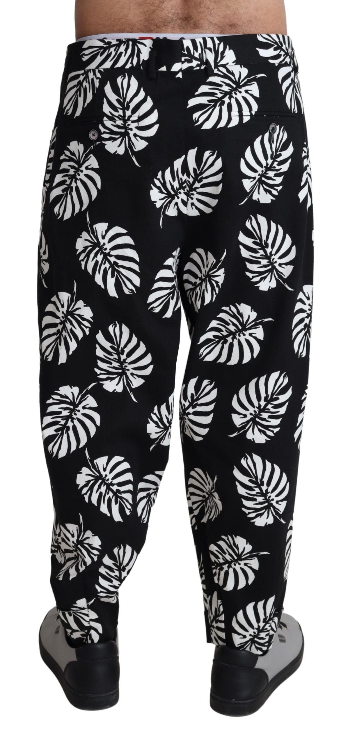 Pantalon élégant en coton imprimé feuilles de palmier Dolce &amp; Gabbana