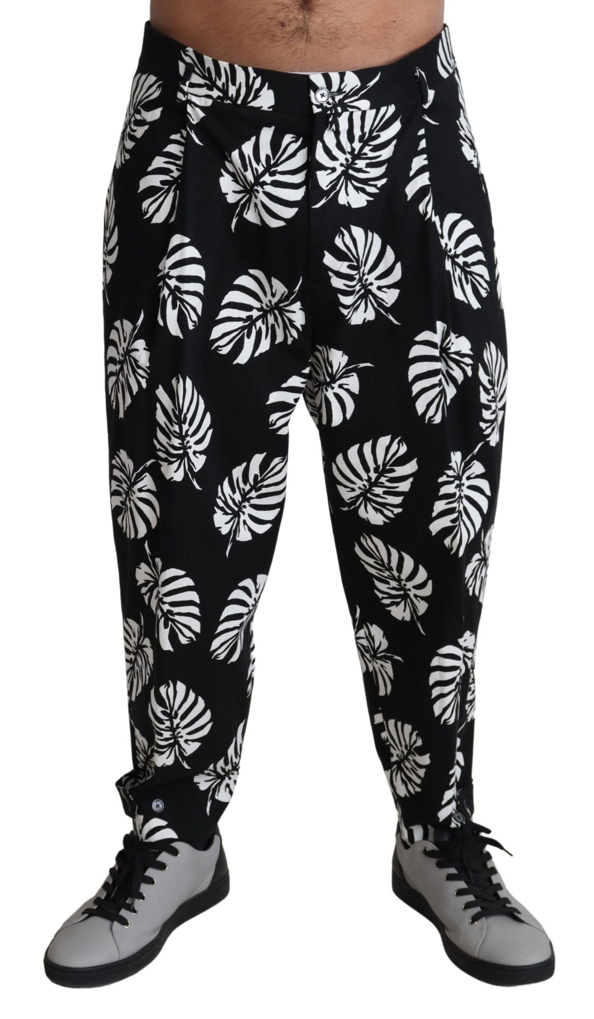 Pantalon élégant en coton imprimé feuilles de palmier Dolce &amp; Gabbana