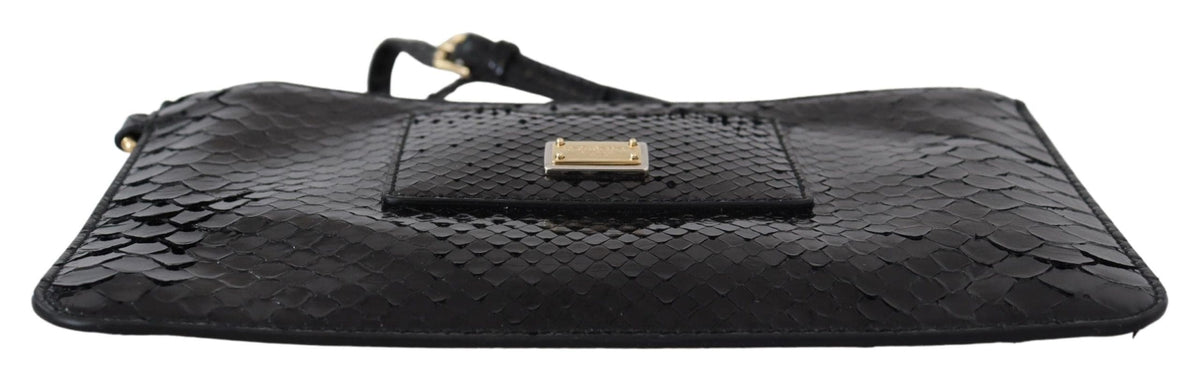 Portefeuille à dragonne en cuir exotique noir Dolce &amp; Gabbana