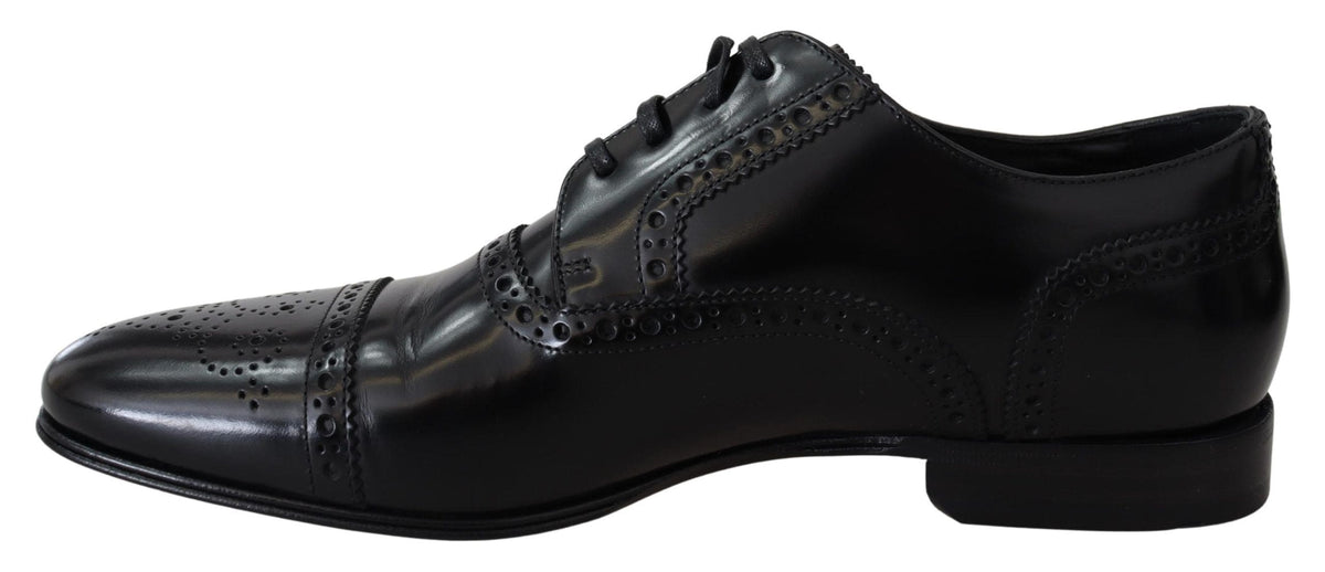 Chaussures Derby élégantes en cuir noir Dolce &amp; Gabbana