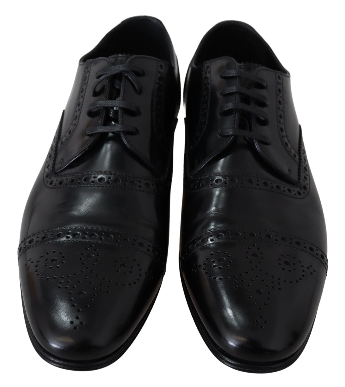 Zapatos Derby elegantes de cuero negro de Dolce &amp; Gabbana