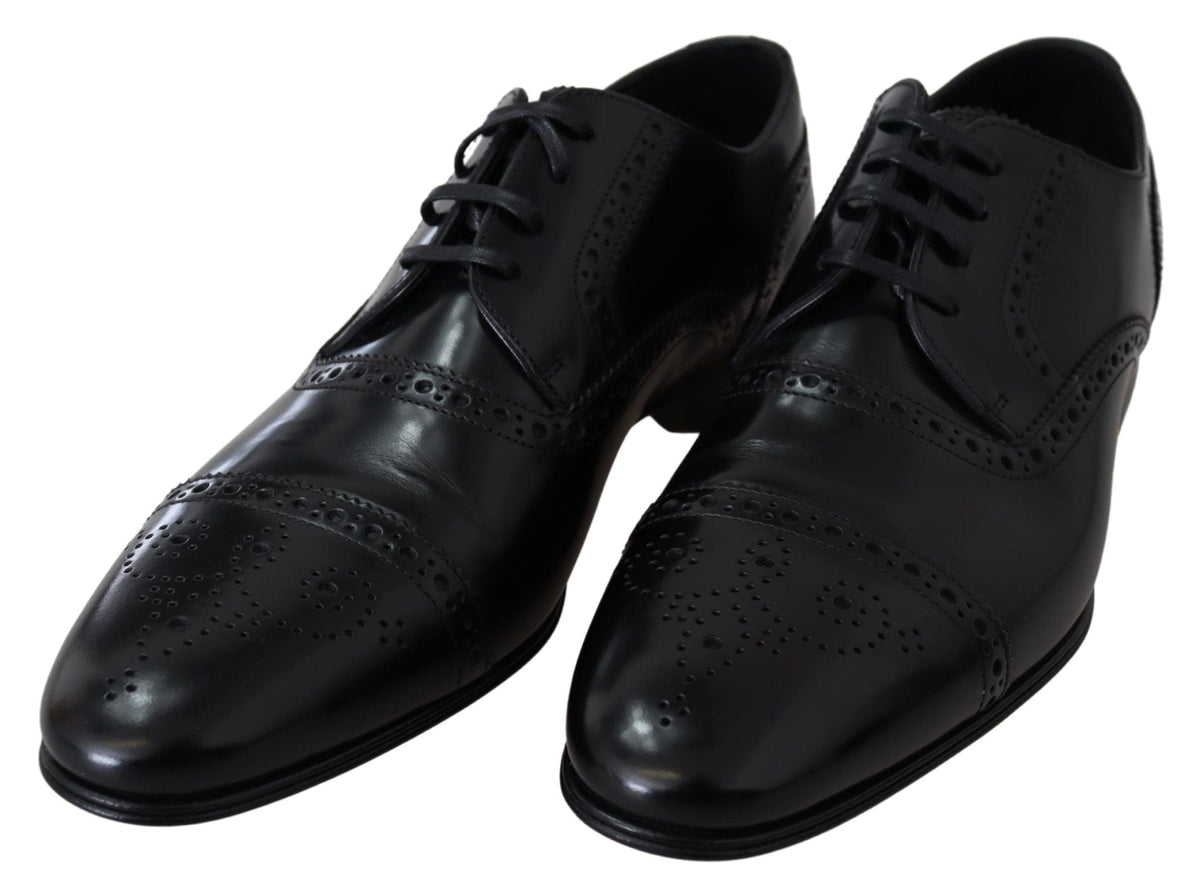 Zapatos Derby elegantes de cuero negro de Dolce &amp; Gabbana