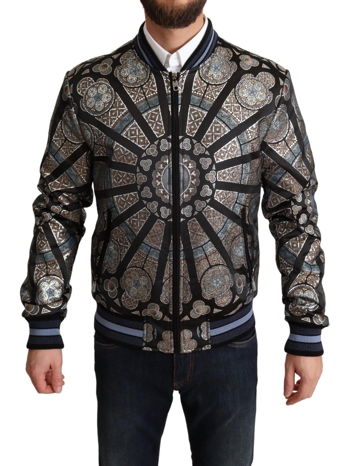 Veste bomber élégante en jacquard Dolce &amp; Gabbana en bleu