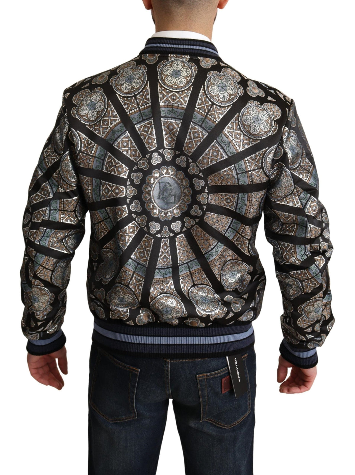 Elegante cazadora bomber de jacquard en azul de Dolce &amp; Gabbana