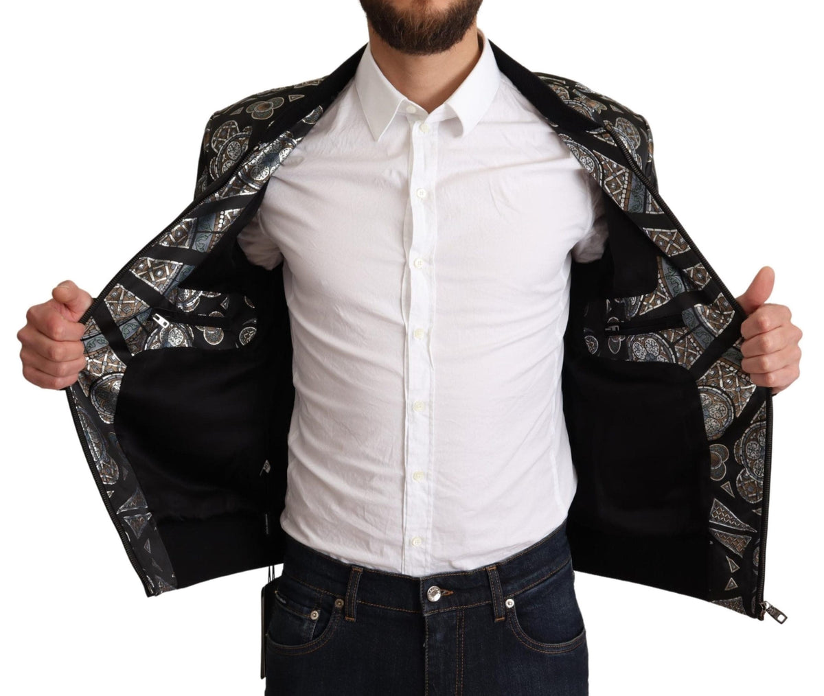 Veste bomber élégante en jacquard Dolce &amp; Gabbana en bleu