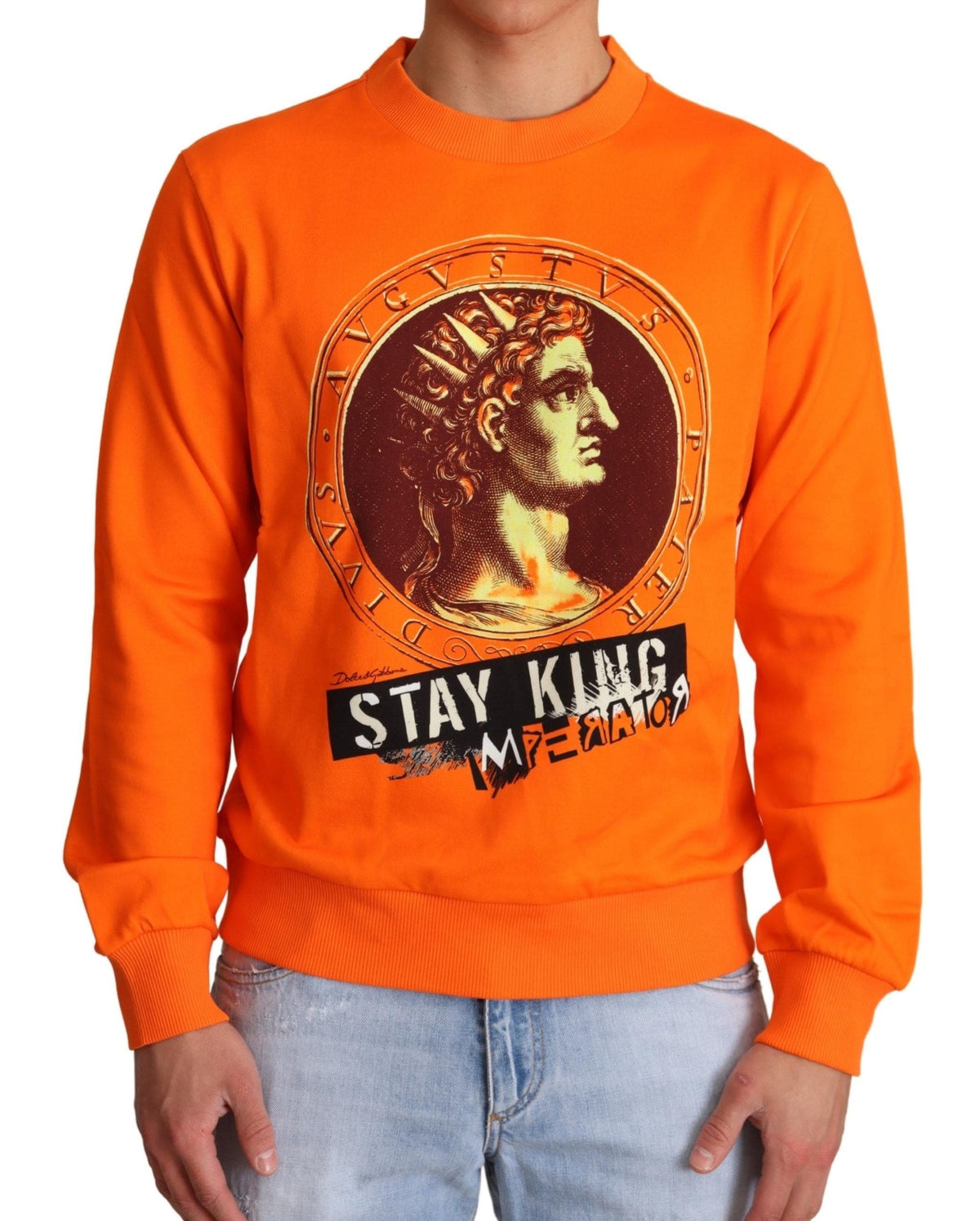 Pull ras du cou en coton Dolce &amp; Gabbana Regal en orange