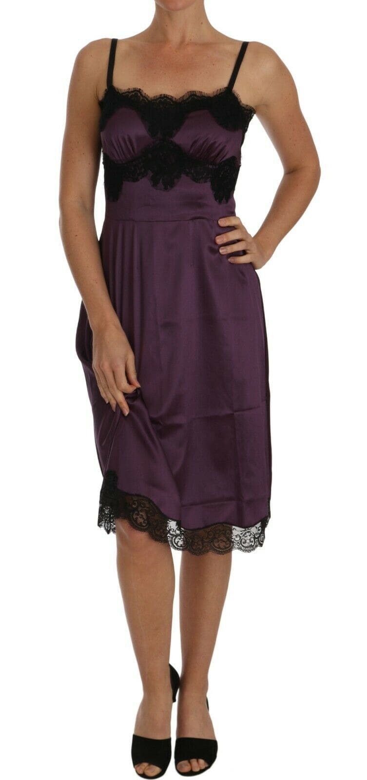 Robe chemise en soie violette élégante Dolce &amp; Gabbana