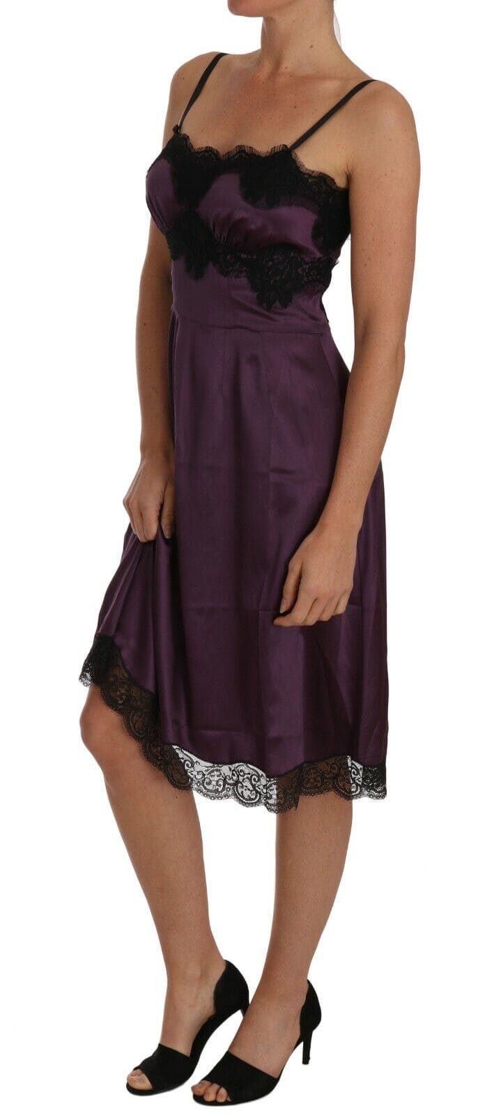 Robe chemise en soie violette élégante Dolce &amp; Gabbana