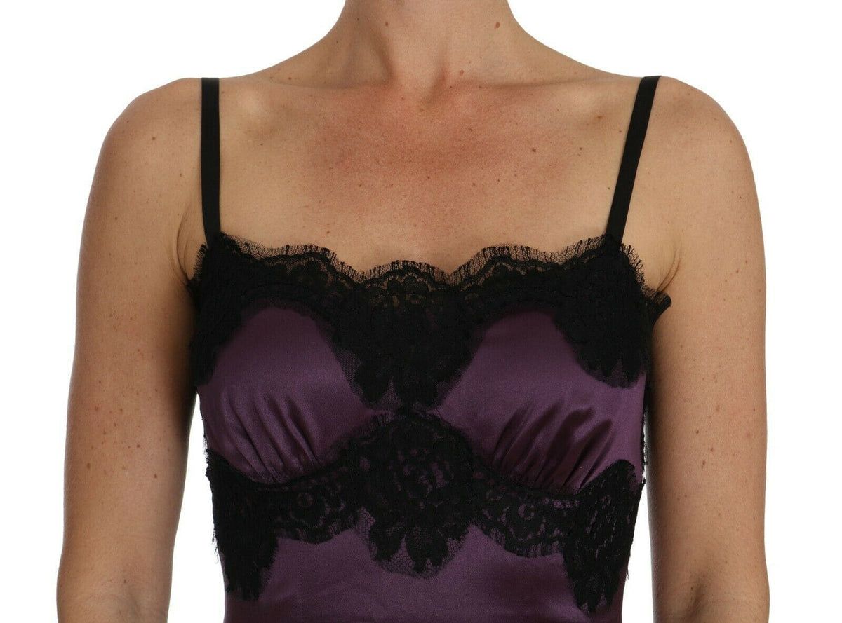 Robe chemise en soie violette élégante Dolce &amp; Gabbana