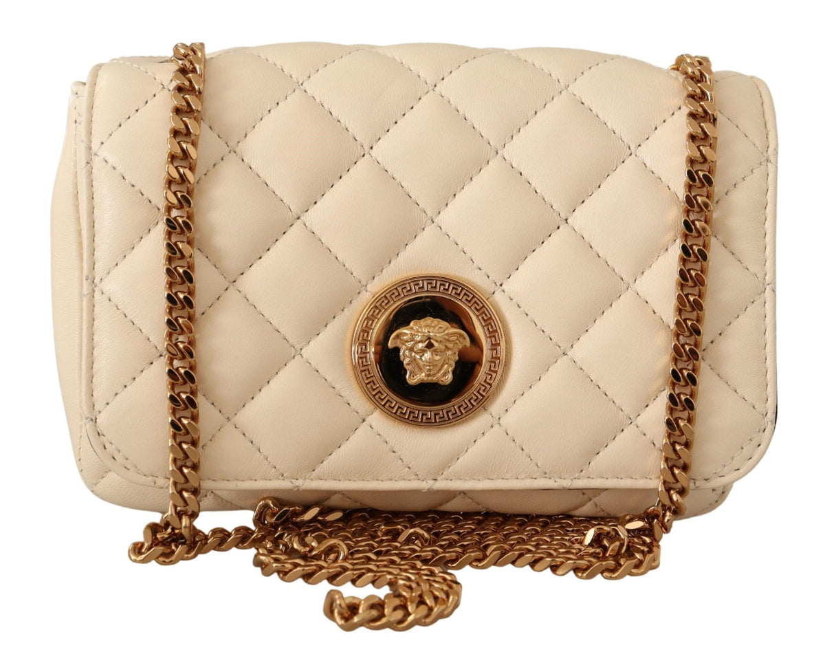 Bolso bandolera Versace Chic de piel de napa en color blanco puro