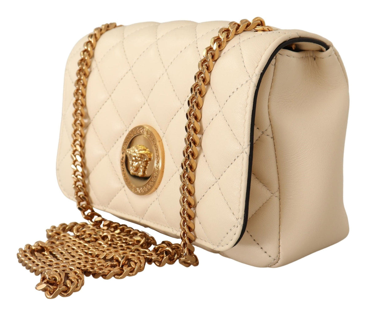 Bolso bandolera Versace Chic de piel de napa en color blanco puro