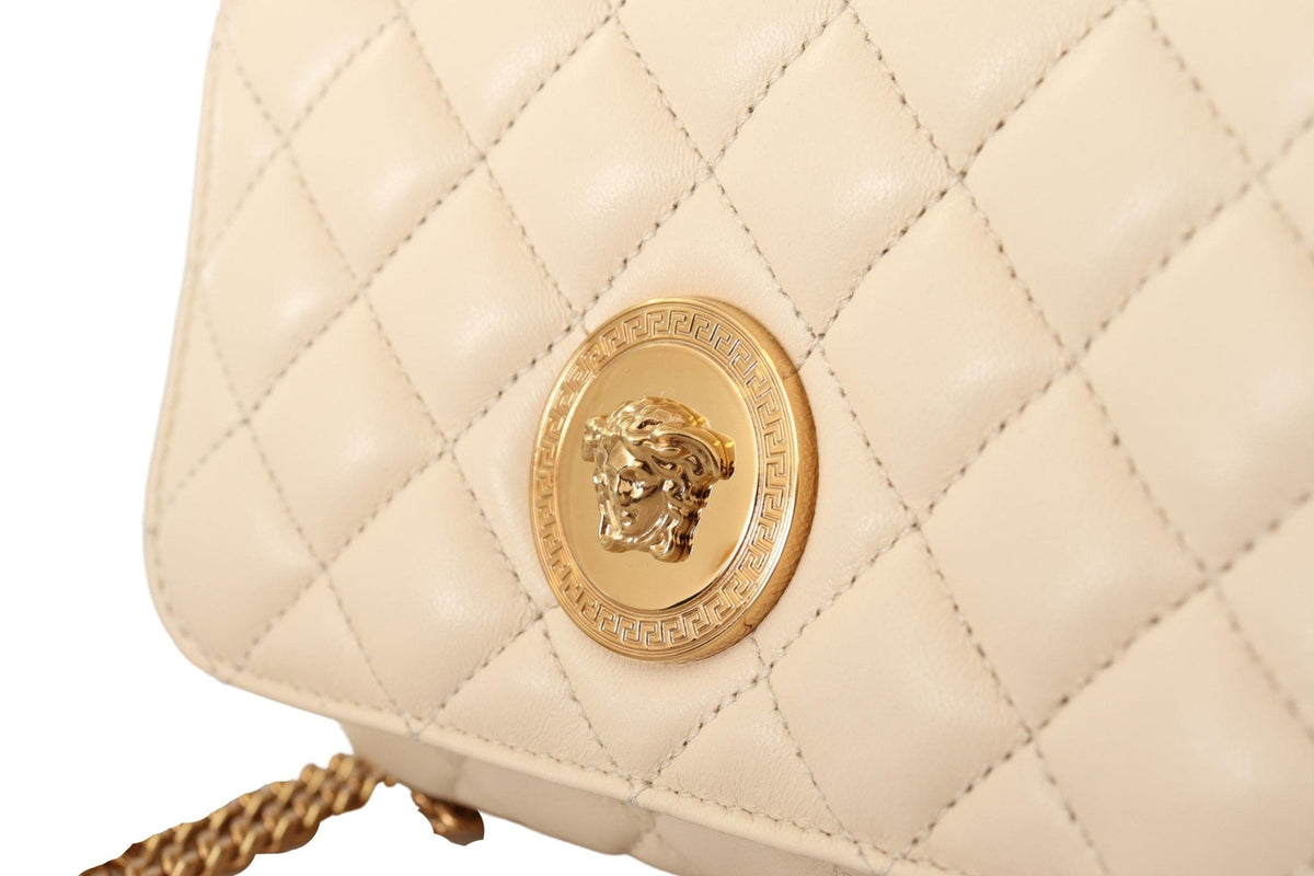 Bolso bandolera Versace Chic de piel de napa en color blanco puro