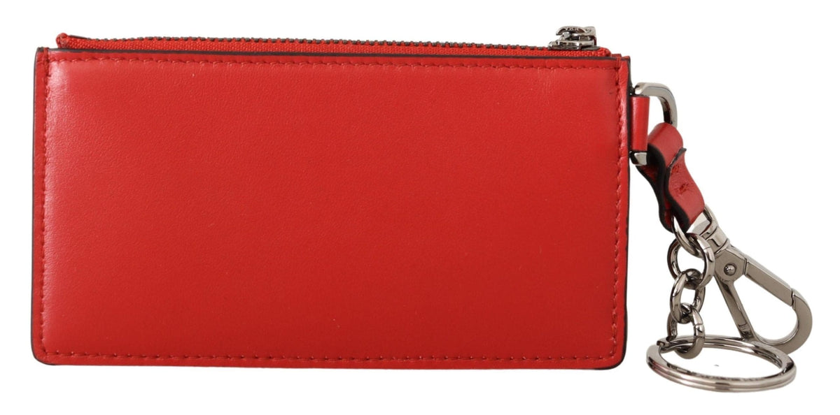 Porte-clés élégant en cuir Dolce &amp; Gabbana en rouge vif