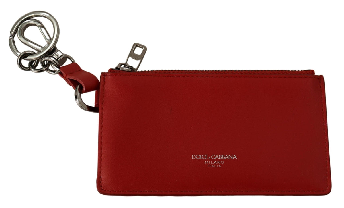 Porte-clés élégant en cuir Dolce &amp; Gabbana en rouge vif