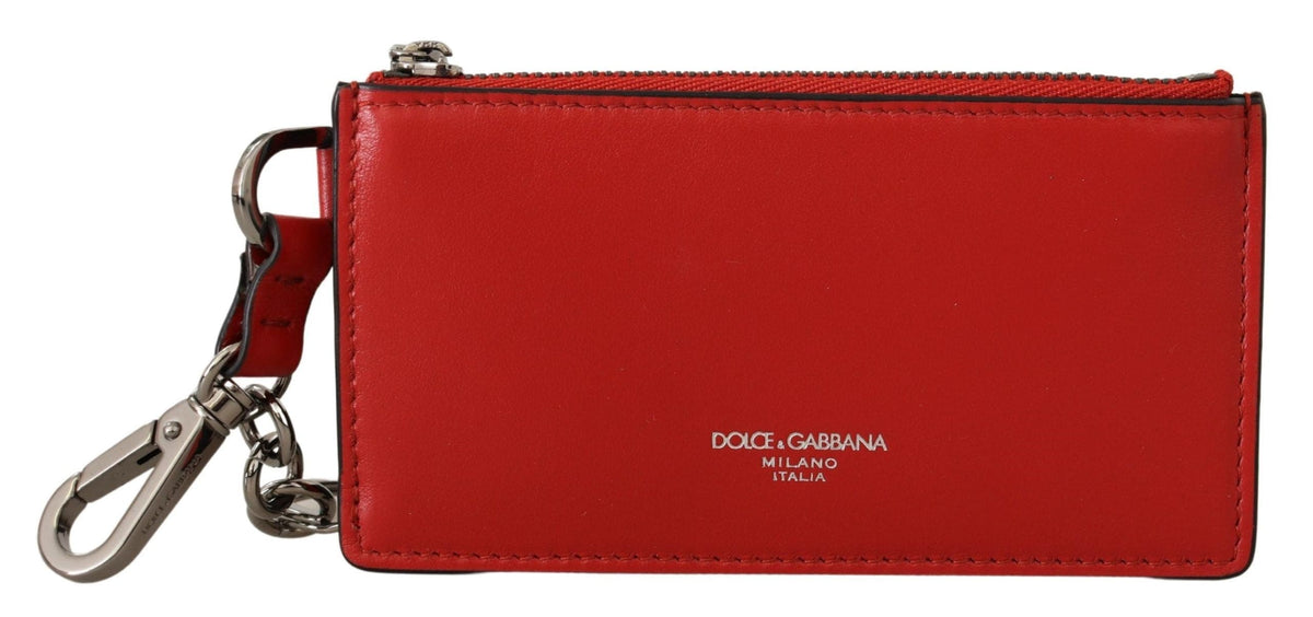 Porte-clés élégant en cuir Dolce &amp; Gabbana en rouge vif