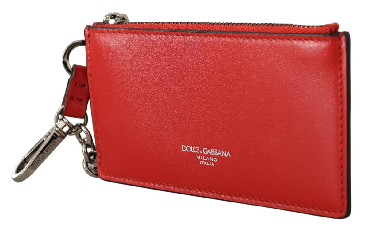 Porte-clés élégant en cuir Dolce &amp; Gabbana en rouge vif