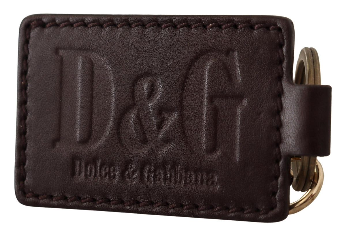 Porte-clés unisexe élégant en cuir Dolce &amp; Gabbana avec détail doré