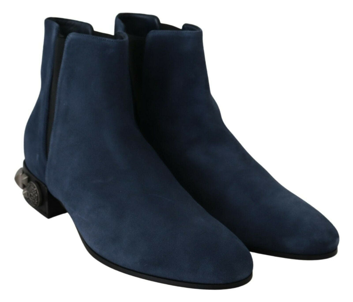 Bottes mi-mollet en daim bleu chic Dolce &amp; Gabbana avec détails cloutés