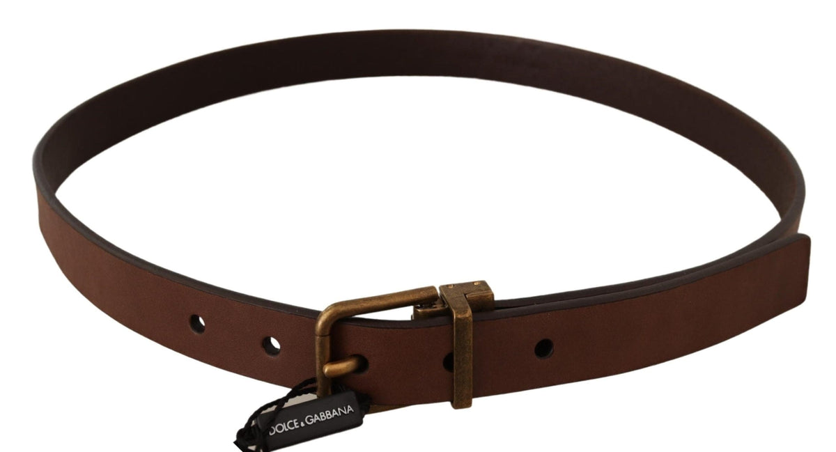 Ceinture élégante en cuir marron avec boucle dorée Dolce &amp; Gabbana