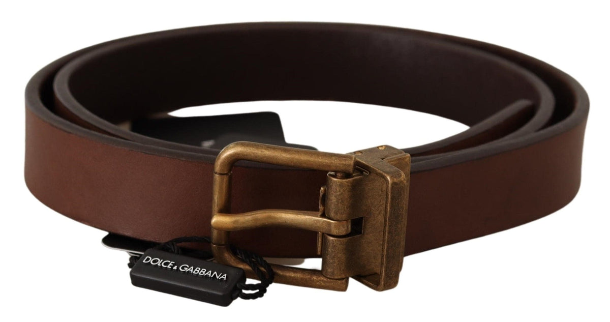 Ceinture élégante en cuir marron avec boucle dorée Dolce &amp; Gabbana