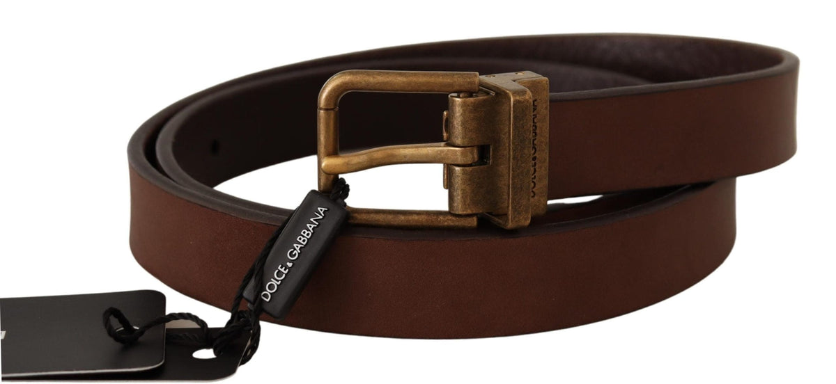 Ceinture élégante en cuir marron avec boucle dorée Dolce &amp; Gabbana