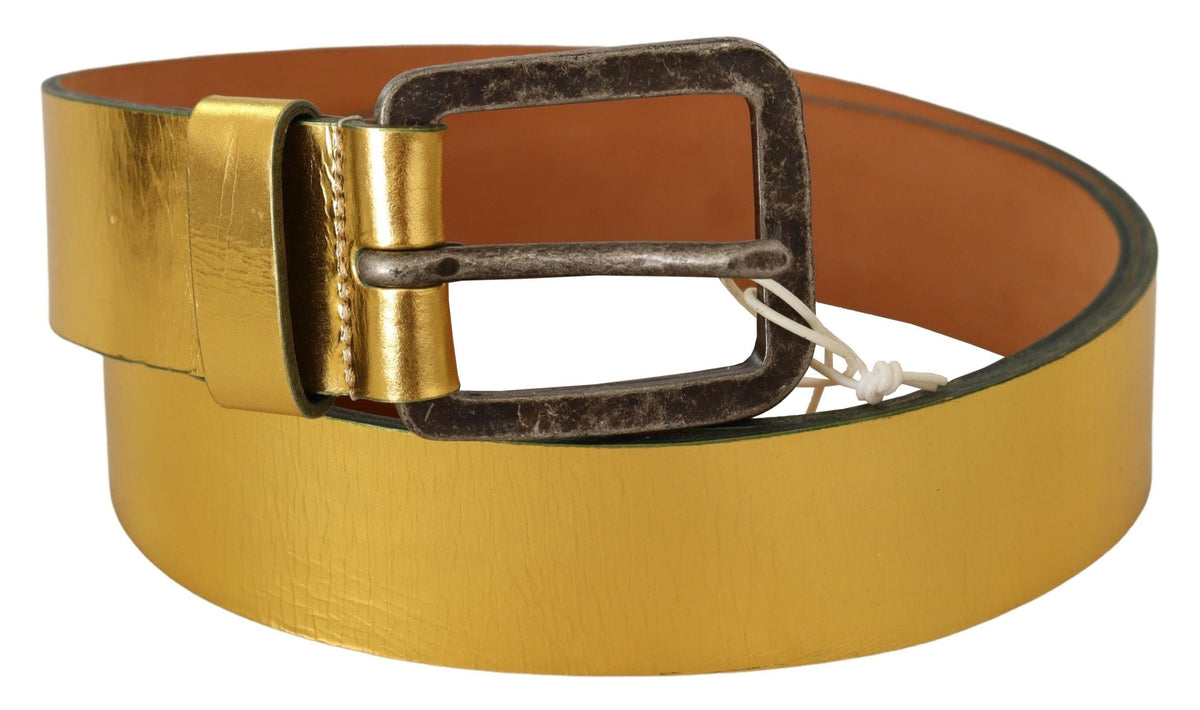 Ceinture élégante en cuir véritable doré pour homme de John Galliano