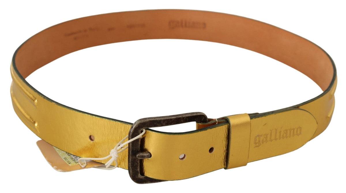 Ceinture élégante en cuir véritable doré pour homme de John Galliano