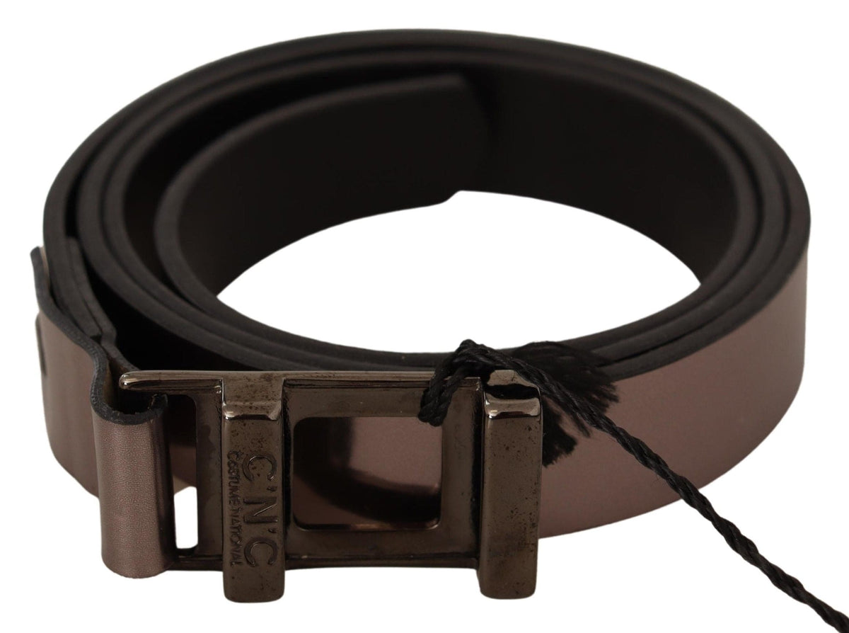 Ceinture en cuir métallisé rose chic avec boucle en bronze pour costume national