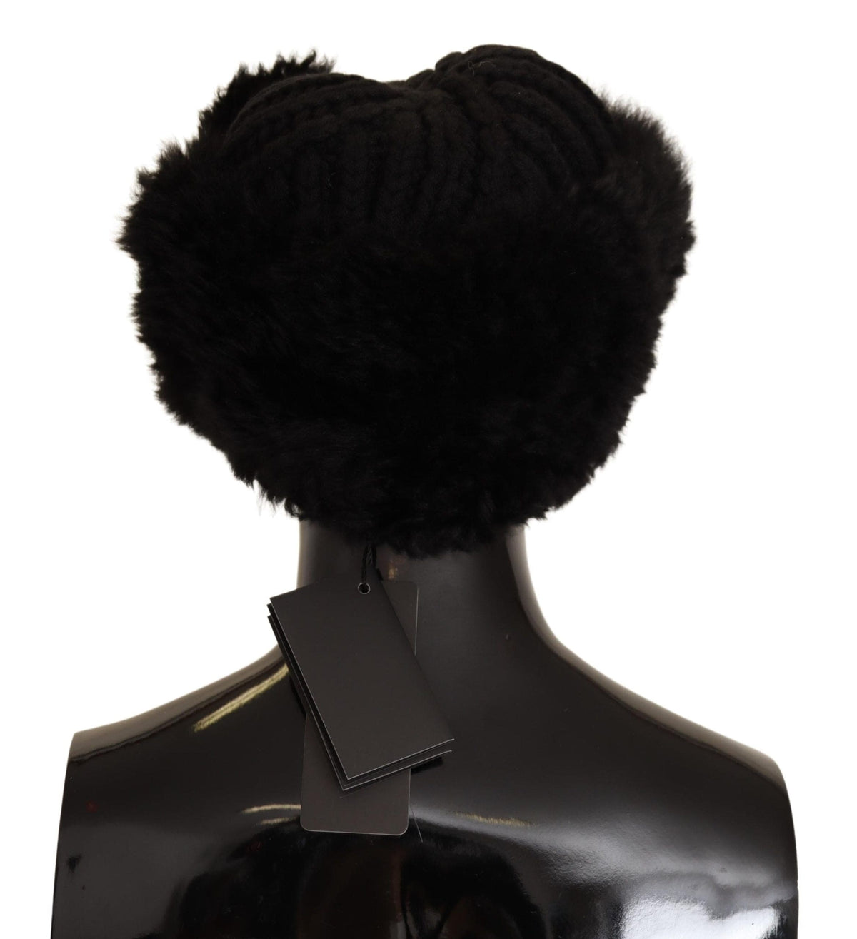 Bonnet élégant en fourrure d'alpaga et cachemire noir Dolce &amp; Gabbana