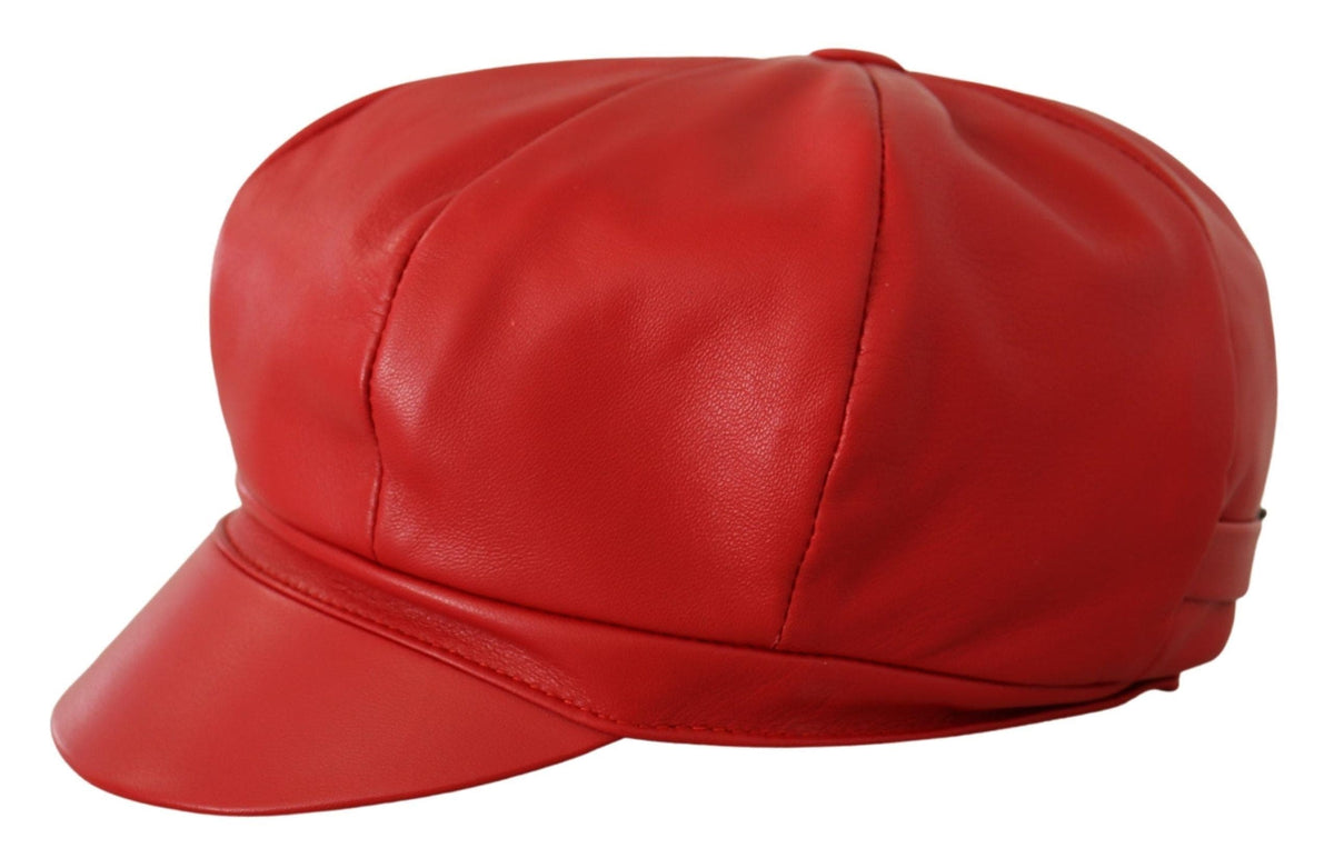 Dolce & Gabbana Chic Red Leather Cabbie Cap