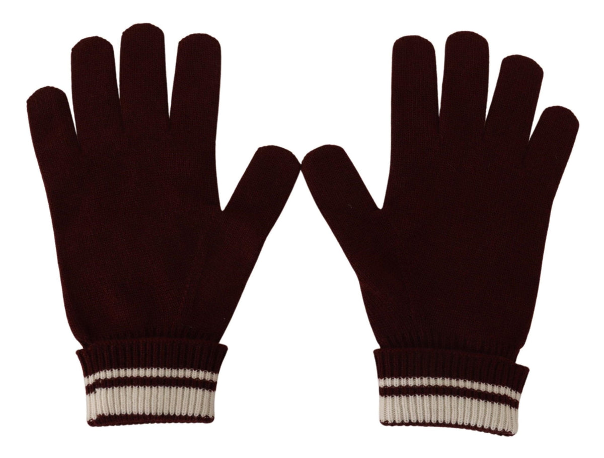 Guantes elegantes de cachemira roja con motivo de corona de Dolce &amp; Gabbana