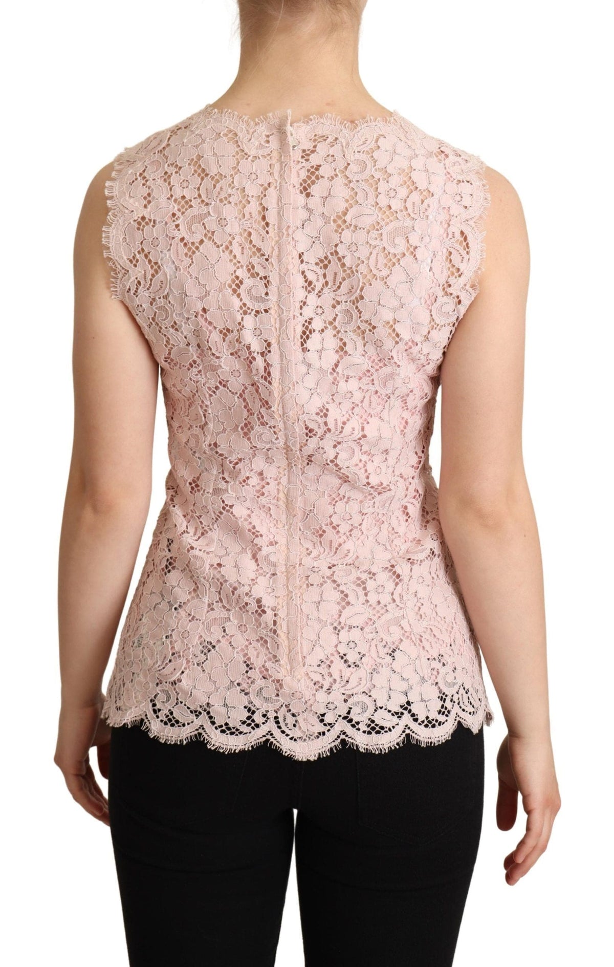 Blusa elegante sin mangas con encaje rosa de Dolce &amp; Gabbana