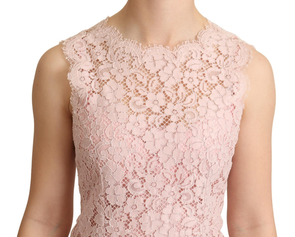 Blusa elegante sin mangas con encaje rosa de Dolce &amp; Gabbana