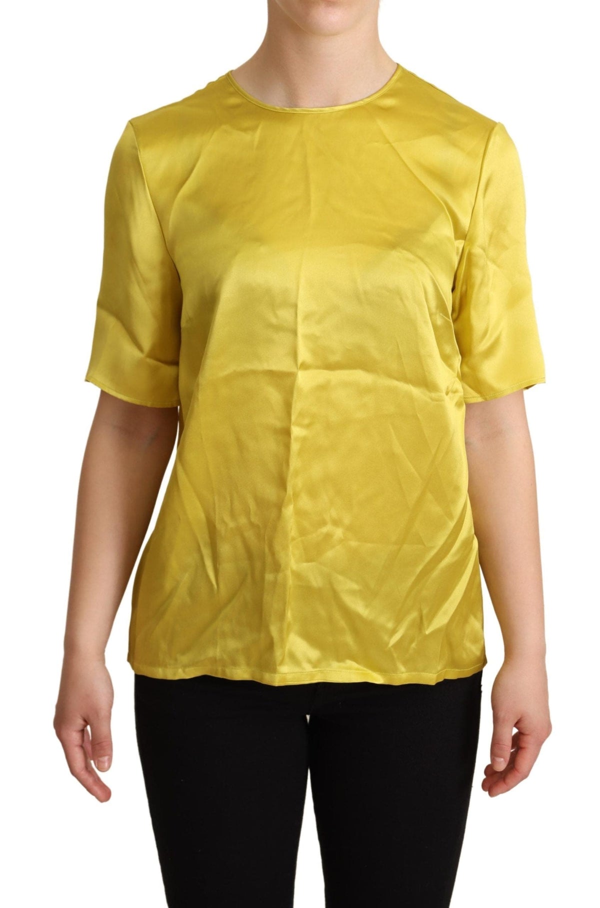 Blusa elegante de seda de manga corta Dolce &amp; Gabbana - Amarillo