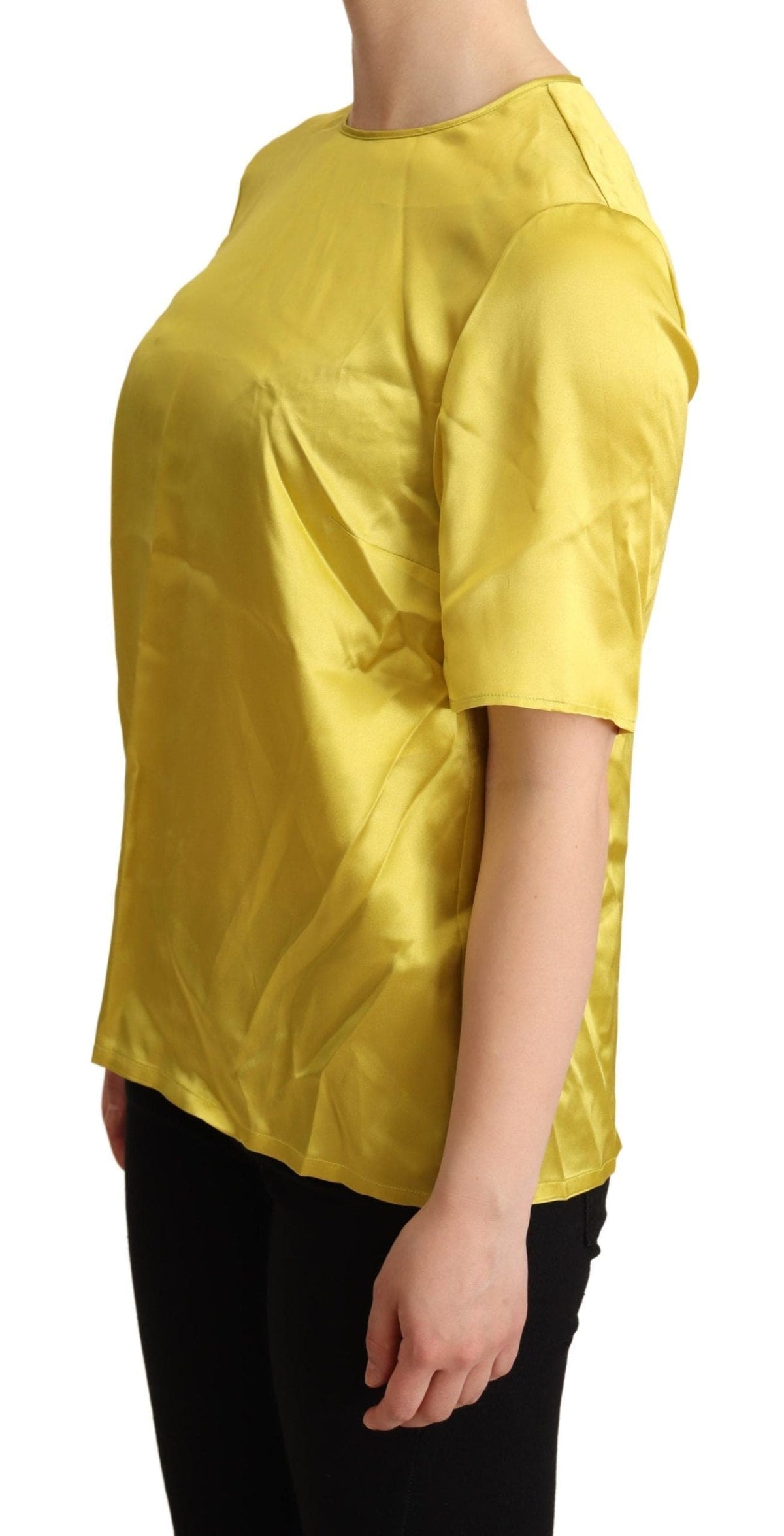 Blusa elegante de seda de manga corta Dolce &amp; Gabbana - Amarillo