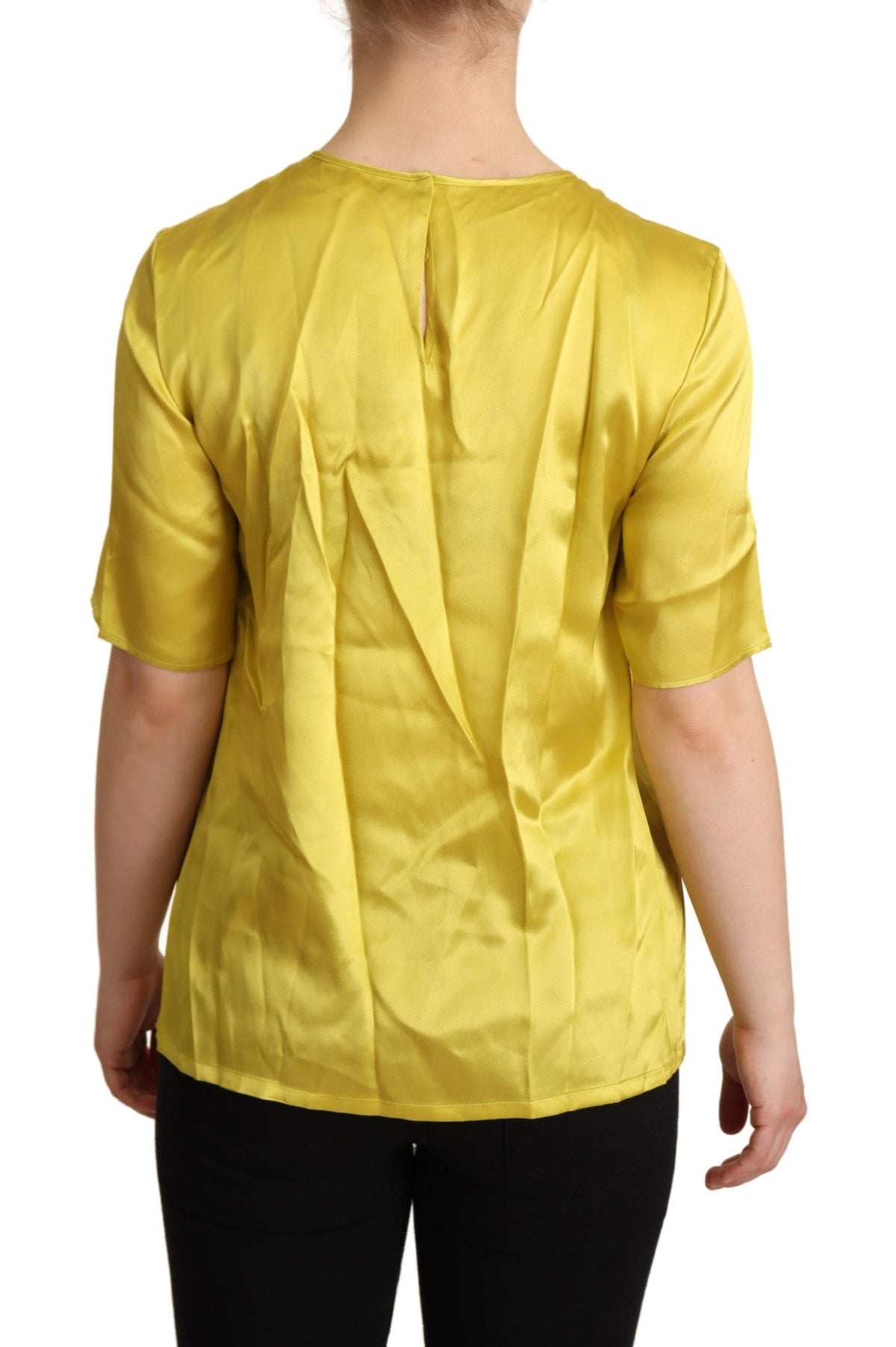 Blusa elegante de seda de manga corta Dolce &amp; Gabbana - Amarillo